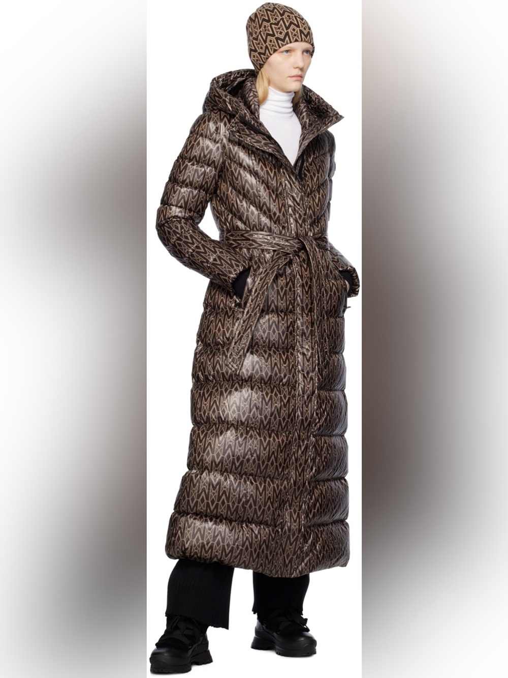 Mackage Calina monogram logo lustrous light down maxi coat
